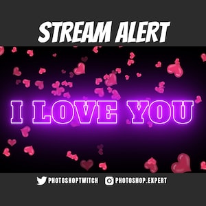 I Love You Overlay, Animated Twitch Overlay, Love Rain Alert, Raining Hearts, Transparent Background, 1920*1080 HD, Valentines Day Alert