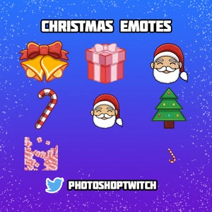 Pack of 8 Christmas emotes, twitch emotes, kick emotes, Youtube emotes, discord emotes, Christmas emote, animated emotes, x-mas