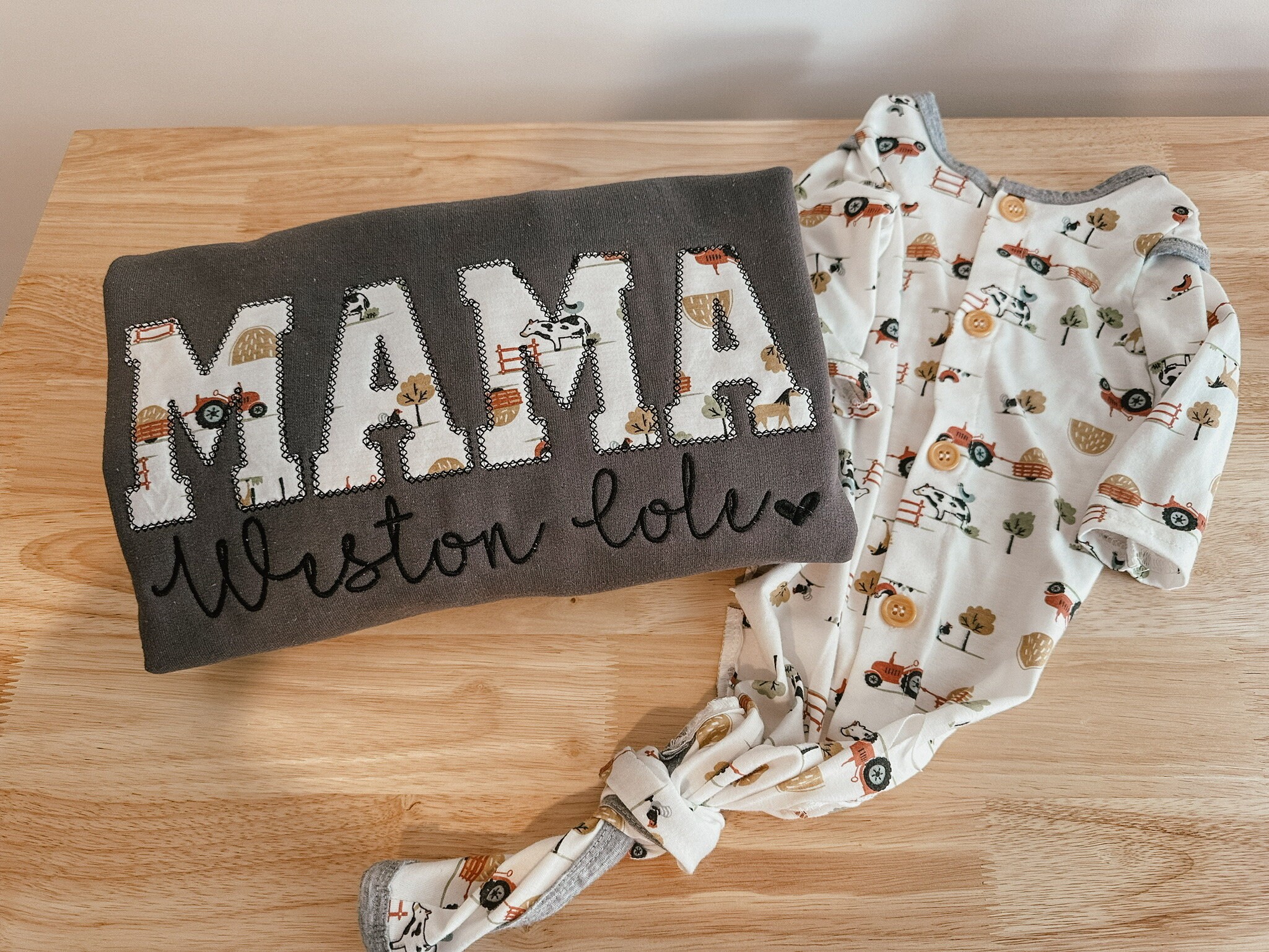 Mama Embroidered Baby Outfit Keepsake Applique Sweatshirt Simple Mama