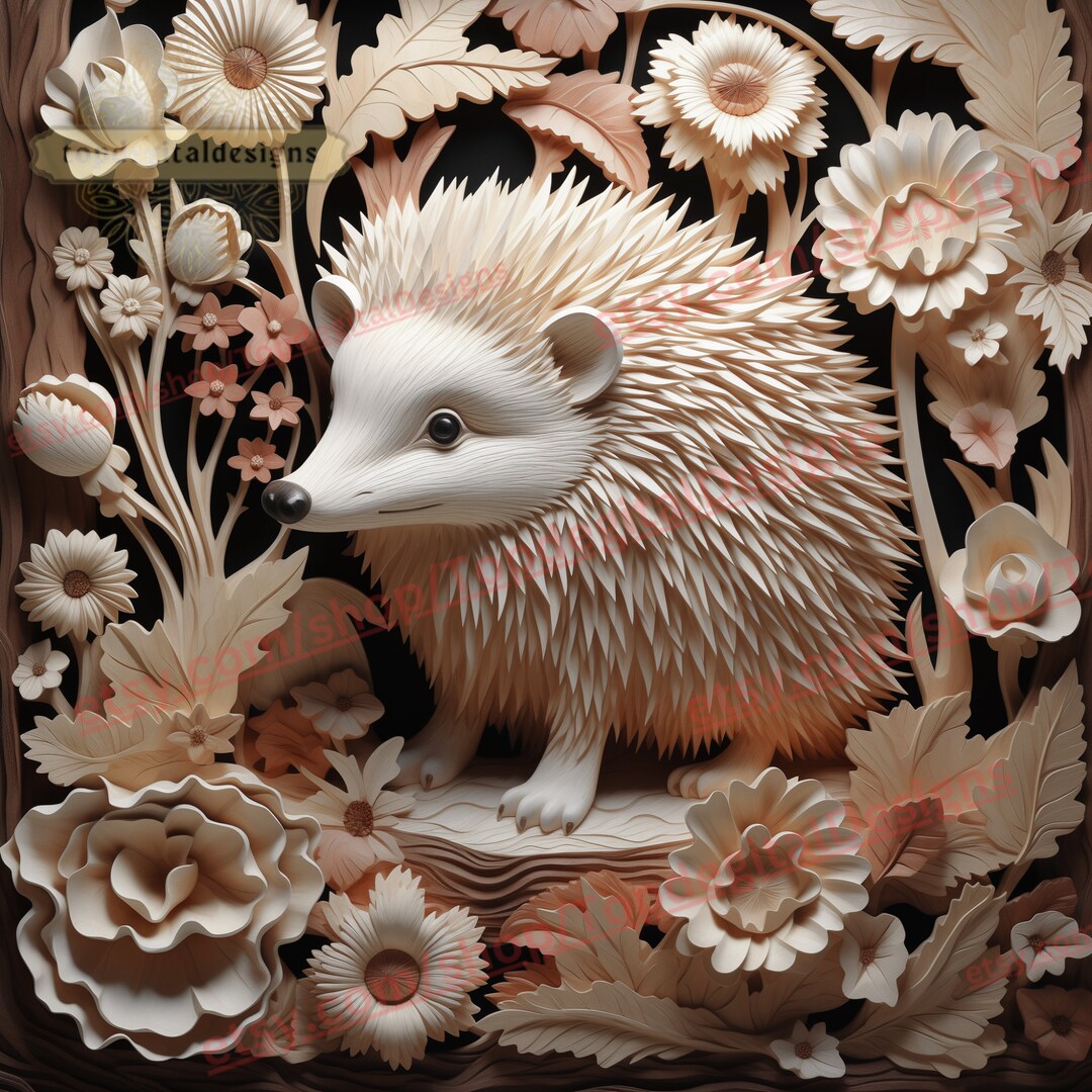 Laser Burn PNG, 3D Illusion, Engrave, Lightburn, Laser Ready, Digital File, Wildlife, Hedgehog