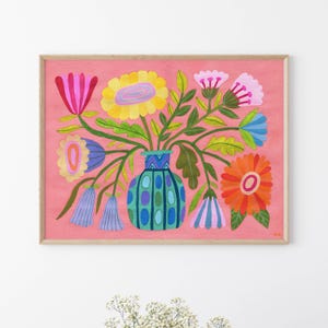 Folk Art Flower Painting: Rustic Acrylic Wall Art