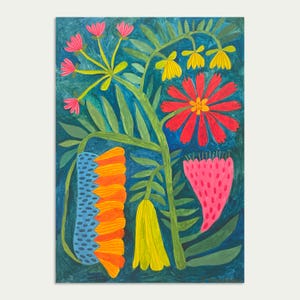 Folk art flowers painting,  rustic wall art, flower wall art,  acrylic, folk art,  original folk art,  ukrainian painting, contemporary art.