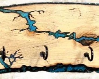 Rustic Electrified Wooden key hanger