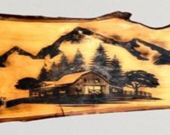 Mountain barn view woodburn