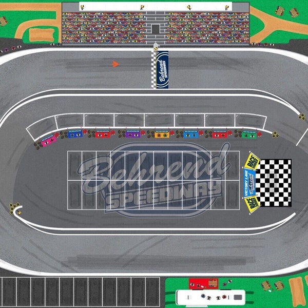 Tapete de juego para pista de carreras para niños - Behrend Speedway