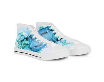 Hoge topsneakers voor heren, moderne kunstsneakers, aangepaste sneakers, draagbare kunstschoenen, artistieke sneakers, unieke sneakers