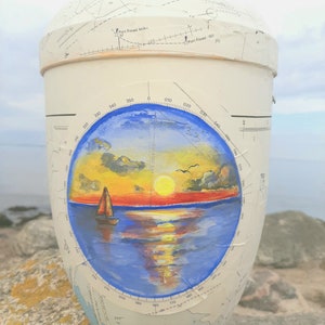 Urn painting, painting, artist urns, hand-painted urns, decorative urns