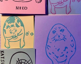 Seal carved stamp print Niko/Yochan/Katsunori