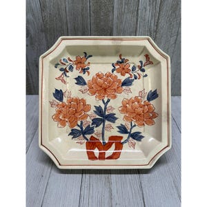 Vintage Japanese Square Shaped Decorative Plate Trinket Dish Floral Home Decor