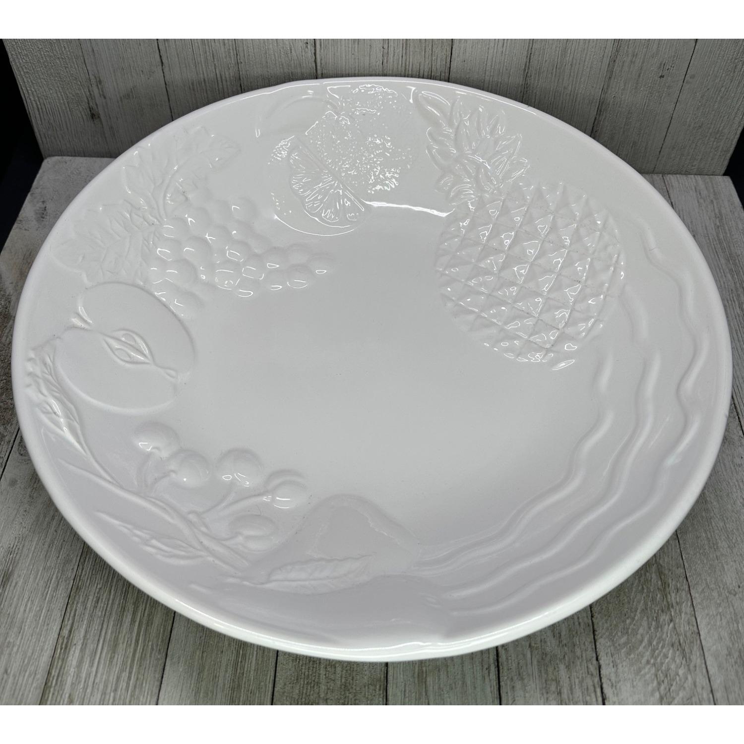 ポルトガルHANDPAINTED A.SANTOS PORTUGAL プレート Vintage A. Santos Portugal Serving Bowl White Embossed Fruit