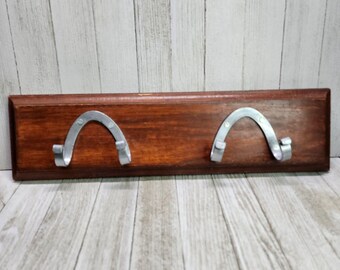 VTG Wooden Indian Metal Hanging Coat Key Hook Wall Mounted 4 Holder Horseshoe