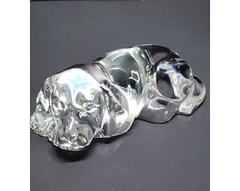 Vintage Princess House Lead Crystal Cut Glass Sleeping Dog Figurine Paperweight