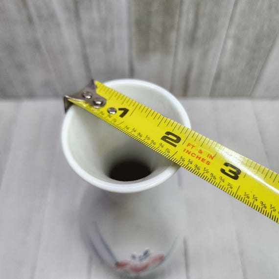 ヴィンテージ 日本製 手描き 磁器 花瓶 花柄 ホワイト 高さ7.25インチ