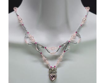 Unique Handcrafted 925 Sterling Silver Ruby Sweet Heart Inspired beaded Necklace