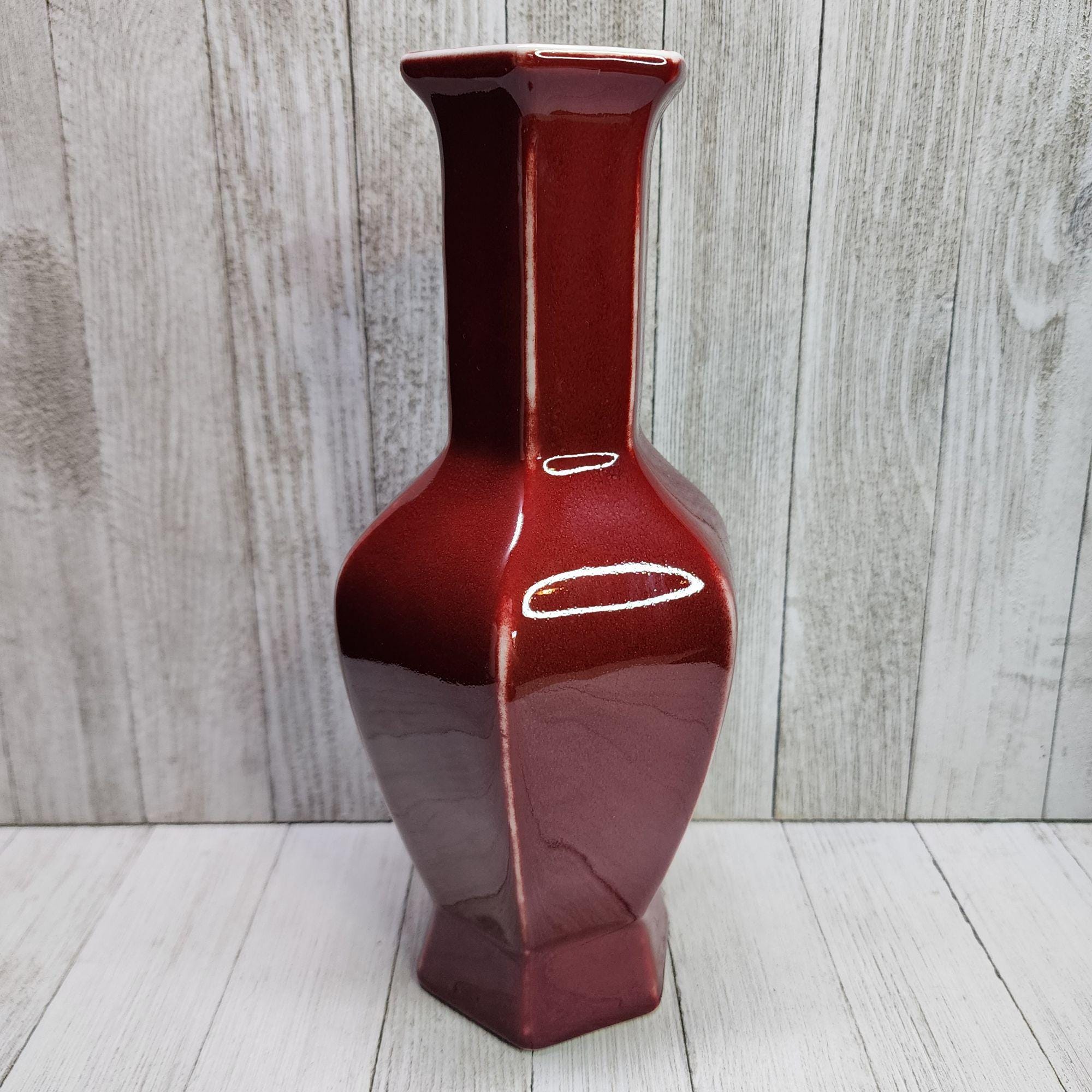 Vintage Maitland Smith Red Oxblood Vase Porcelain 10'' Tall