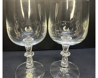 Vtg Zweisel Germany 24% Bleikristall Wine Tea Goblet Glasses 6.75" Tall Set of 2