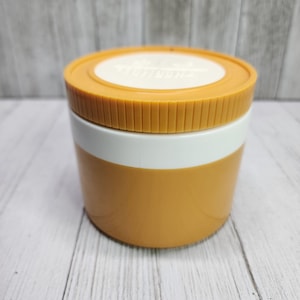 Termo vintage con tapa, color amarillo y blanco, modelo n.° 1155/3