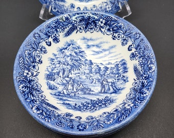 VTG Churchill Blue Harvest Keramik Willow Salatschüsseln 15,2 cm einzeln verkauft