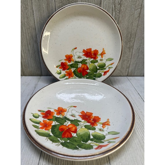 Vtg Ranmaru Asian Song Salad Plates Ceramate Stoneware 3930 JAPAN