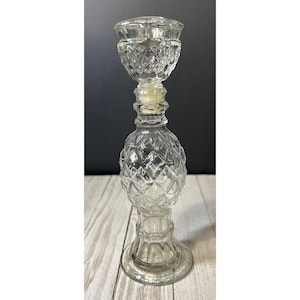 Vintage Avon Glass Cologne Perfume Bottle / Candle Holder 8&#39;&#39; Diamond Pattern