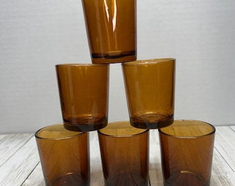 Vintage Amber Glass Tealight  Votive Candle Holder Home Decor  - Set of 6