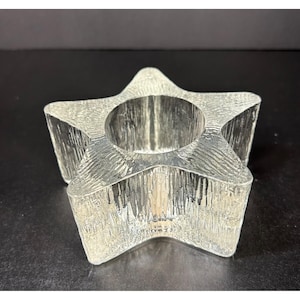 Vintage Indiana Glass Star Votive Candle Holder Crystal Clear Thick Heavy #2256