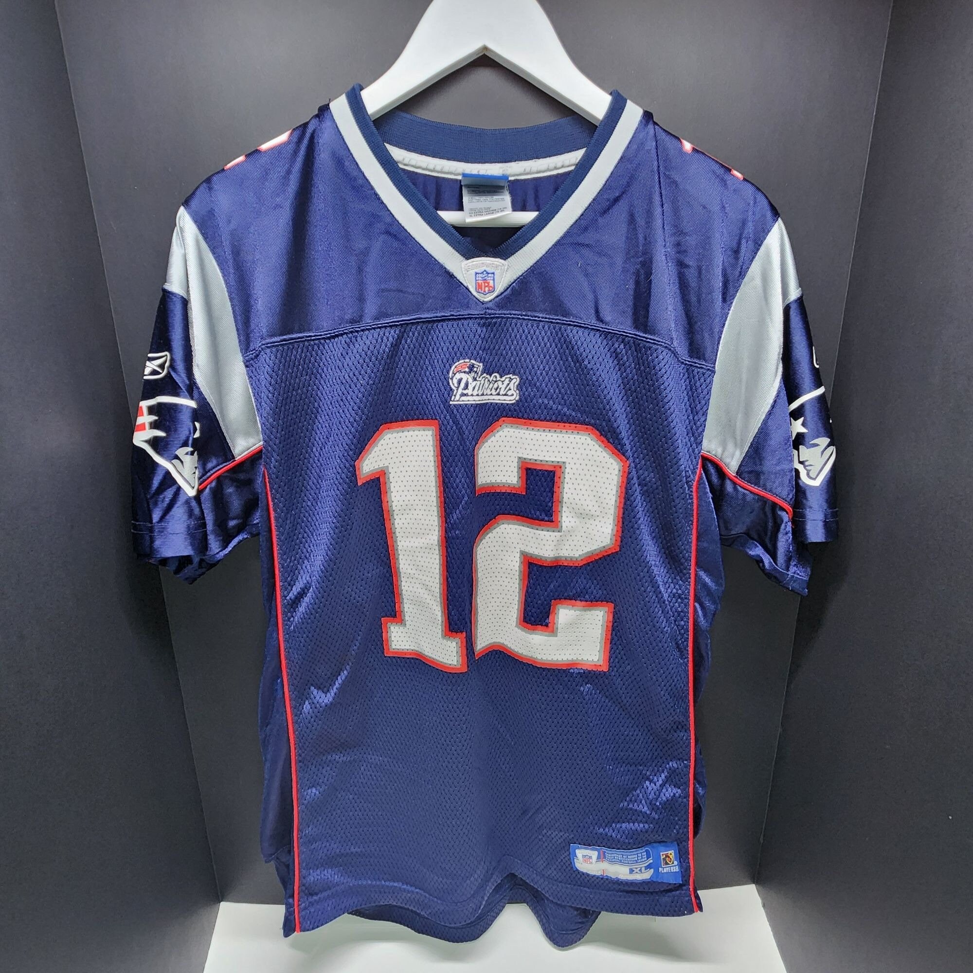 Tom Brady 12 Reebok Jersey Azul New England Patriots Juvenil Talla