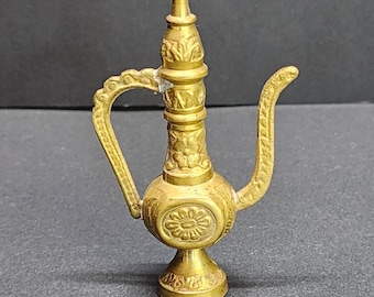 Vintage Miniature Saudi Arabian Solid Brass Espresso Pot 4'' Tall RARE