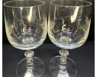 Vtg Zweisel Germany 24% Bleikristall Wine Tea Goblet Glasses 6.75" Tall Set of 2