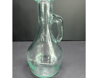 Vetreria Etrusca Glass Cat Bottles Set of 2 | MCM Italian | Aqua