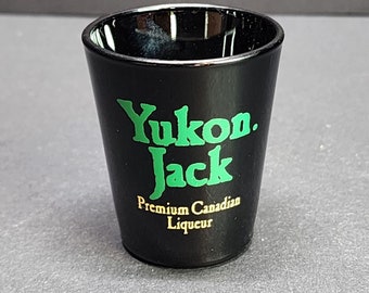 Vintage Yukon Jack Shot Glass Black Premuim Canadian Liqueur Barware