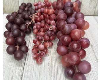 Vtg Artificial Faux Fake Food Prop Fruit Grapes Home Kitchen Decor Display Set 3