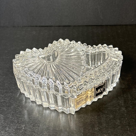 Vtg Mikasa Germany Forever Love Lead Crystal Covered Double Heart Trinket Box