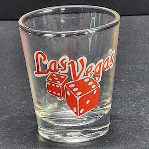 Vintage Las Vegas Dice Clear Shot Glass Souvenir Barware