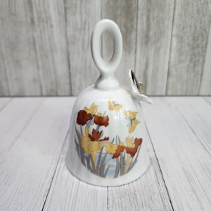Vintage Porcelain Bell with Flower 3D Butterfly Design 5&#39;&#39; - Made in Japan