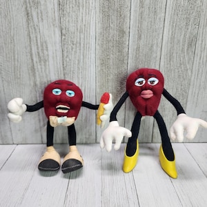 Vintage California Raisin Applause Plush Bendables Toy Figure - Set Of 2