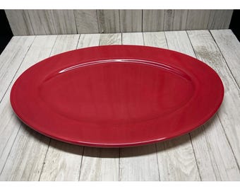 Vtg Tracy Porter “Jolly Ol Snowy” Red Serving Plater 13x 9”  Holiday Decor