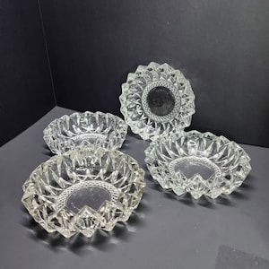 VTG KIG Indonesia Crystal Glass Diamond Cut Ashtray Dish - Sold Individually