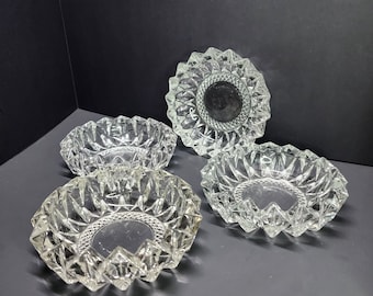 Cendrier VTG KIG Indonesia en verre cristal taillé en diamant - Vendu à l'unité
