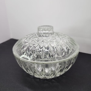 Vintage Crystal Cut Glass Clear Candy Trinket Dish with Lid  - Pasari Indonesia
