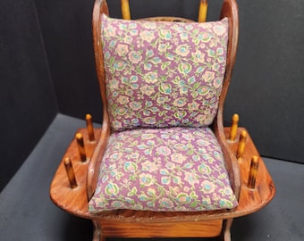 Coussin à épingles en bois vintage pour chaise à bascule, support pour fil, accessoires de couture