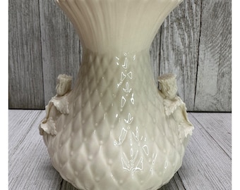 Vintage Belleek Ierse porseleinen distelvaas, 5e editie, groen merkteken MCM #0857, 12,7 cm hoog