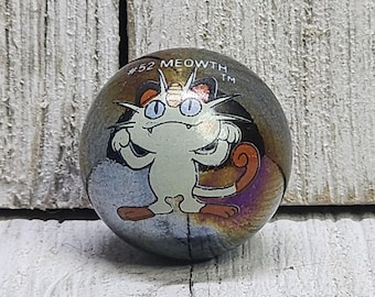 Vintage Pokémon #52 Meowth Marble Holo Metallic Toy Biz verzamelobject retro nostalgisch