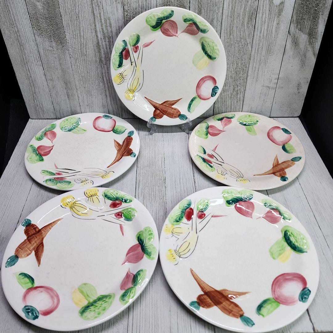 Vintage Nasco Del Coronado Styled Vegetables Salad Plates Painted - Lot ...