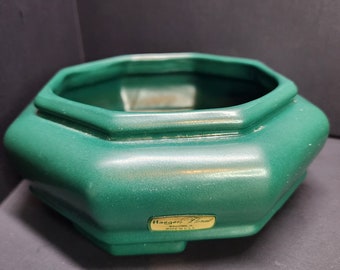 Jardinière hexagonale classique florale Mid-Century verte Haeger vintage - Etats-Unis