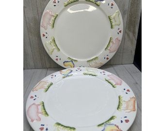 VTG Stefani Boerderijdieren Varken Haan Koe 12,5" Dinerbord Oplader Set 2