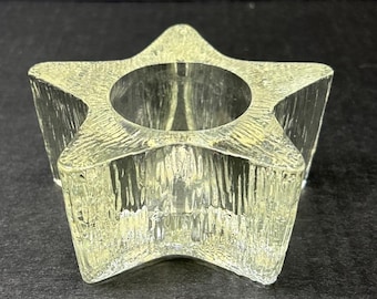 Vintage Avon Star Bright Textured Glass Votive Candle Holder 1980's