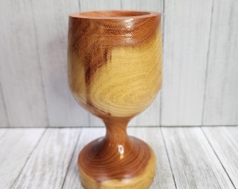 Vintage Wooden Handcrafted Candlestick Candle Holder Goblet Shape 5.75'' Tall