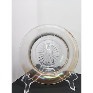 Vintage Clear Glass Sunburst Coaster Ashtray Round MCM