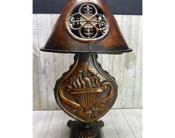 VTG metalen bruine kandelaar votieflamp 16,5" hoog unieke espresso-sfeer